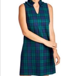 Vineyard Vines Meredith Black-watch plaid green and blue mini dress size 2